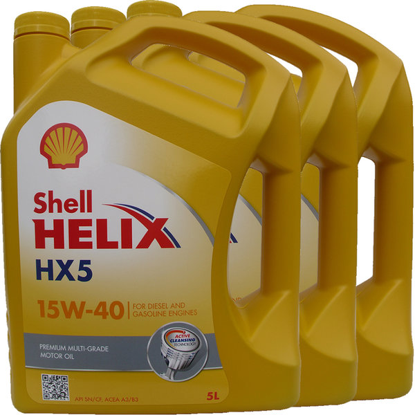 Motoröl Shell 15W-40 Helix HX5 3X5L