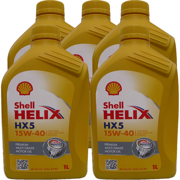 Motoröl Shell 15W-40 Helix HX5 5X1L