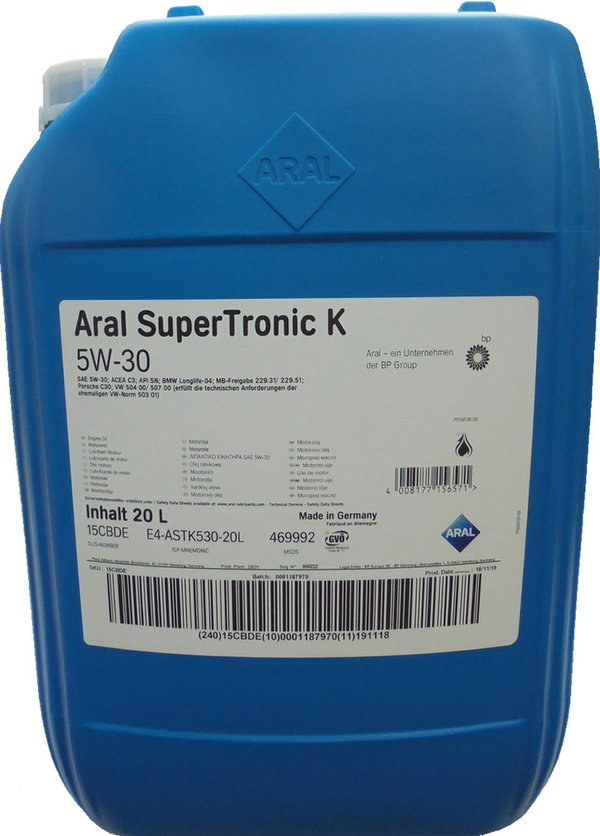 Motorolie Aral 5W-30 Super Tronic 20 liter 1X20L