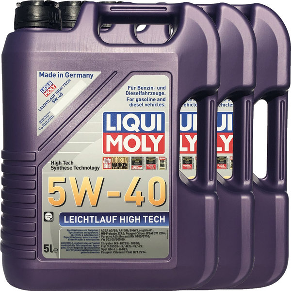 Motoröl Liqui Moly 5W-40 Leichtlauf High Tech 3X5L