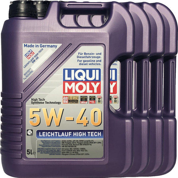 Motoröl Liqui Moly 5W-40 Leichtlauf High Tech 4X5L