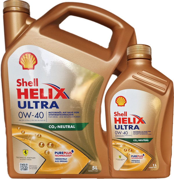 Motoröl Shell 0W-40 Helix Ultra 5L+1L