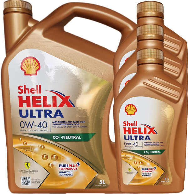 Motoröl Shell 0W-40 Helix Ultra 5L+3L