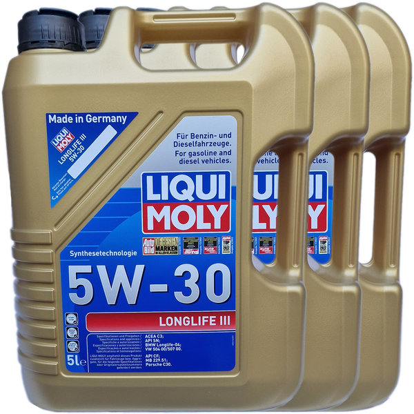 Motoröl Liqui Moly 5W-30 LongLife 3 - 20647 - 3X5L