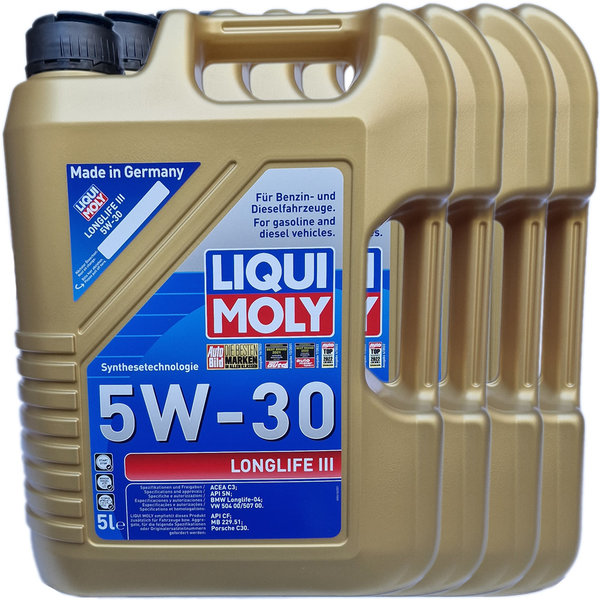 Motoröl Liqui Moly 5W-30 LongLife 3 - 20647 - 4X5L