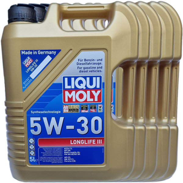 Motoröl Liqui Moly 5W-30 LongLife 3 - 20647 - 5X5L