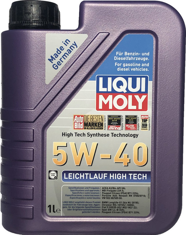Motoröl Liqui Moly 5W-40 Leichtlauf High Tech 1X1L